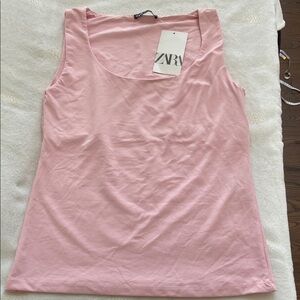 Zara Pink Fitted Sleeveless Tank Top large NWT​​​